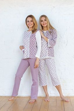 Пижама женская из футера Капучино с бриджами - Амадэль фото 5