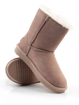 04-PAYH02-02Z BEIGE Угги женские (натуральная замша, 100% шерсть, натуральный мех)