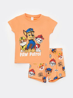 Bisiklet Yaka K?sa Kollu Paw Patrol Bask?l? Erkek Bebek Pijama Tak?m