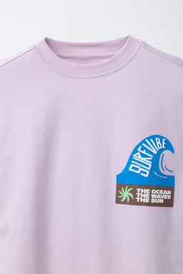 CAMISETA ESTAMPADO SURF / Lila / Blanco