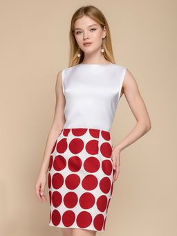 УЦЕНКА. Юбка белая с бордовым принтом длины мини - 1001dress фото 4