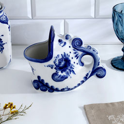 Подставка для ложек «Чудо-рыба», 10×16.5×13.5, фарфор гжель