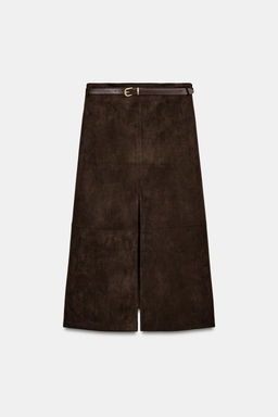 FALDA EFECTO ANTE CINTUR?N / Marr?n chocolate - Zara фото 7