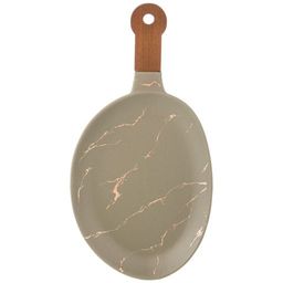 БЛЮДО ДЛЯ СЕРВИРОВКИ С ДЕРЕВЯННОЙ РУЧКОЙ КОЛЛЕКЦИЯ ЗОЛОТОЙ МРАМОР ЦВЕТ: GRAY 37,5*19*2,4 СМ - Lefard фото 3