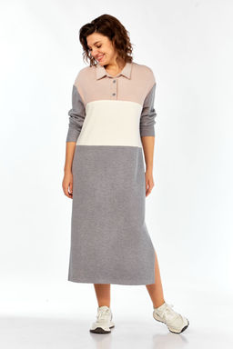 Платье BAGIRA ANTA 1075 серый+пудра+молоко