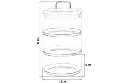 Банка д/хранения 3-х секционная 400 мл 11,5*11,5*20 см Crystal glass + стеклянная крышка, стекло - Elan gallery фото 2