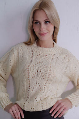 10508 Джемпер с ажуром слоновая кость