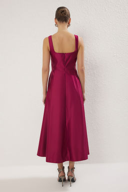 TRENDYOLMILLA Lacivert A-Kesim Saten Dokuma S?k Abiye & Mezuniyet Elbise TPRAW25EL00040 фото 5