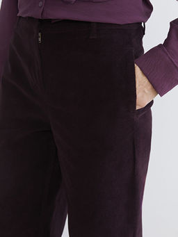 Standart Fit Kadife Kad?n Pantolon