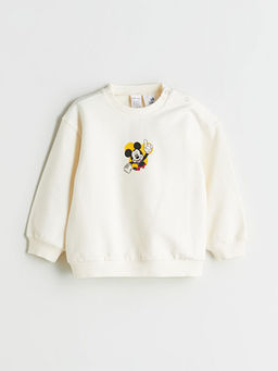 Bisiklet Yaka Mickey Mouse Bask?l? Erkek Bebek Sweatshirt ve E?ofman Alt