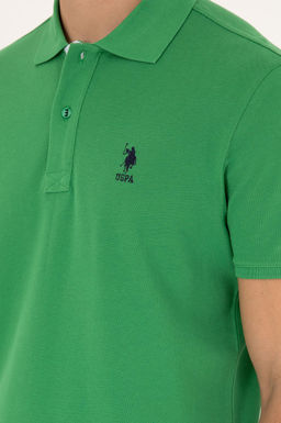 Футболка-поло U.S. Polo Assn мужская зеленая из хлопка регулярного кроя