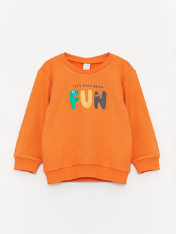 Bisiklet Yaka Uzun Kollu Bask?l? Erkek Bebek Sweatshirt