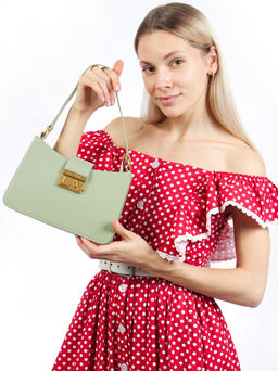 LACCOMA сумка АЛ2024-мятный натуральная кожа хлопок  фото 2