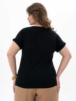 Футболкас КРУЖЕВОМ хлопок 95%, лайкра 5%,черная - Binita фото 14