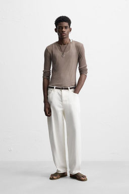 SEMI-SHEER RIBBED T-SHIRT