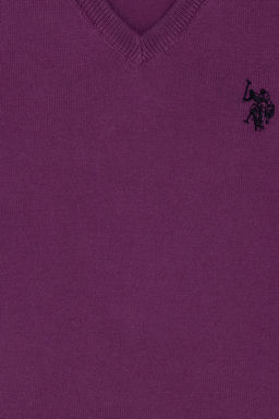 Фиолетовый базовый свитер с v-образным вырезом для девочек Неожиданная скидка в корзине - U.s. polo assn фото 3