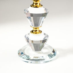 Стеклянный подсвечник на 1 свечу «Золотые камешки», ножка с кристаллами, 21×7.5×7.5 см