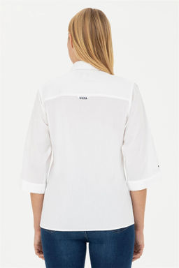 Женская белая рубашка с коротким рукавом Неожиданная скидка в корзине - U.s. polo assn фото 5