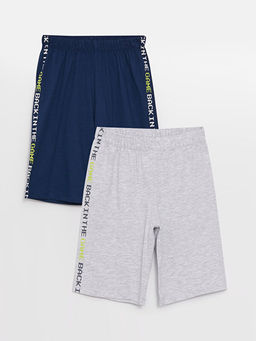 Beli Lastikli Bask?l? Erkek ?ocuk Pijama ?ort 2li