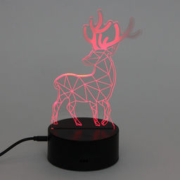 Цена за 2 шт. Светильник ночник "3D-Олень" на пластиковой подставке, с включателем USB