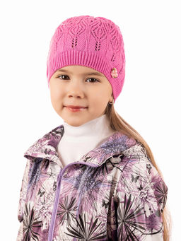 Шапка вязаная детская фуксия