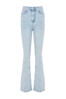 Ac?k Mavi Yuksek Bel Flare Jeans TWOAW24JE00083 - Trendyolmilla фото 5