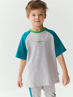 Футболка Колор блок Пепел/Изумруд - Bungly фото 5