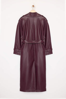Limited Edition Bordo Kemerli Oversize Trenckot TWOAW25TR00003 - Trendyolmilla фото 7