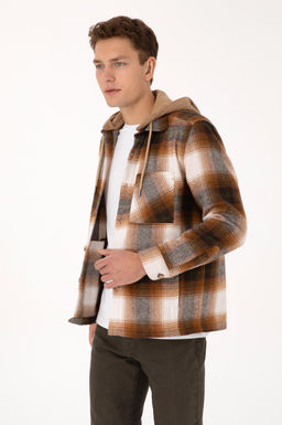 Erkek Camel Ekoseli Kap__onlu G_mlek