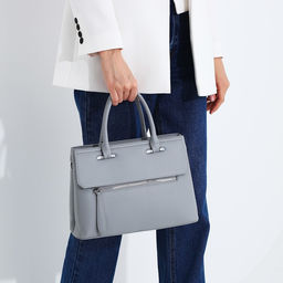 Сумка-тоут на молнии, наружный карман, цвет светло-серый - Simaland фото 8