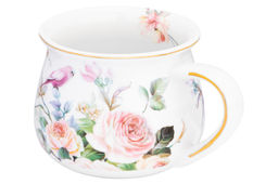 Кружка 250 мл 11,5*8,5*7 см "Певчие птички" бочонок, NEW BONE CHINA