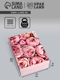 Цена за 5 шт. Коробка складная, крышка-дно, "Желая счастья", 24 х 17 х 8 см без окна