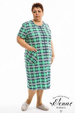Халат М323081б Клетка-зеленая