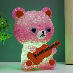 Фигурка светящаяся RISALUX «Мишка», LED-ночник, RGB, от батареек 3×LR44, 10×10×15.5 см, МИКС