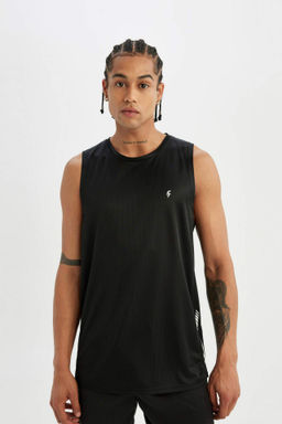 DeFactoFit Slim Fit Dar Kesim Bask?l? Bisiklet Yaka Ag?r Kumas Sporcu Atlet  фото 4