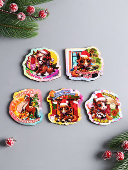 Набор магнитов на холодильник «Лошадки на Новый год, 5 шт., 7 см