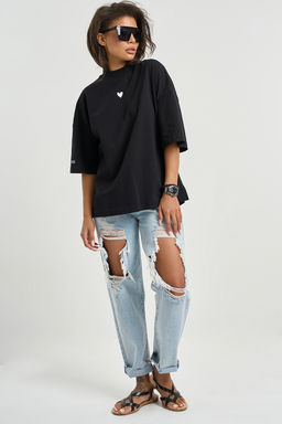 Футболка оверсайз с надписью из хлопка черная