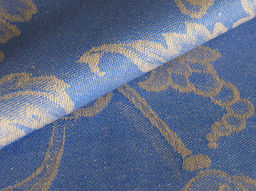 07с36 ЯК Скатерть с ажуром 140*300 "Волга" цвет бежевый/голубой