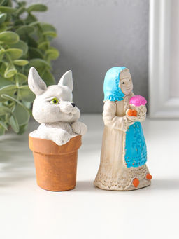 Набор фигурок пасхальных 2 шт. К празднику, девушка 9?4 см, заяц в горшочке 9?5 см