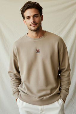 Tas Oversize/Genis Kesim Bisiklet Yaka Uzun Kol Hayvan Nak?sl? Sweatshirt TMNAW24SW00169