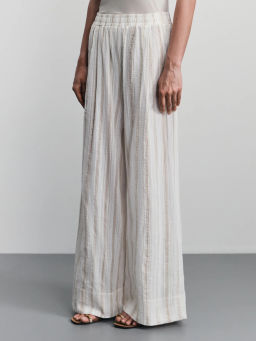 Прямые брюки из хлопка в полоску / Zarina фото 3