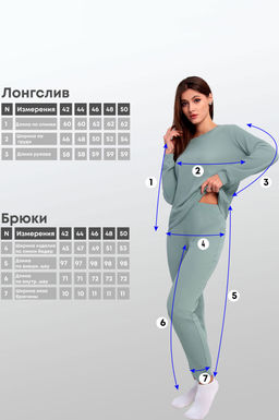 Арт. 10806/6 Пижама с брюками 42-50 (5 шт) Цвет:верх-мята, низ-мята - Калинка фото 12