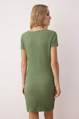 Haki Duz Aksesuar Detayl? Buzgu/Drape Detayl? K?sa/Mini Orme Elbise TWOSS25EL00914