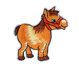 Термоаппликации вышитые арт.TBY.ND.12 Пони 55х55мм цв.рыжий/корич. уп.10шт