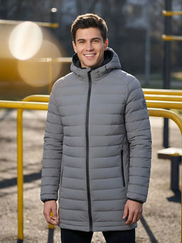 Куртка мужская удлинённая стёганая с капюшоном и графеновой подкладкой утеплитель тинсулейт - Valianly фото 56