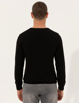 Siyah Slim Fit Bisiklet Yaka Basic Triko Kazak - Pierre cardin фото 5