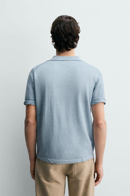 CAMISA PUNTO 100% LINO / Celeste - Zara фото 3
