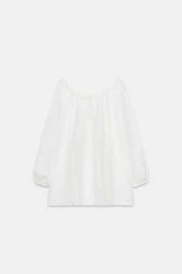 BLUSA CON LINO ZW COLLECTION / Blanco - Zara фото 4