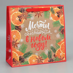 Пакет крафтовый квадратный Мечты, 30 30 12 см - Дарите счастье фото 10