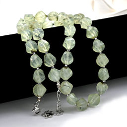 Бусы из Пренита овал витой с гранями 8*10мм, 44см Радуга камня